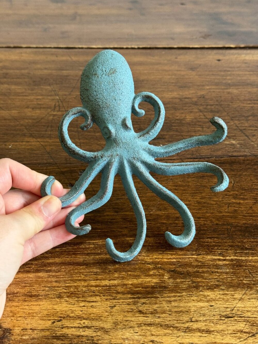 Blue Painted Metal Octopus Wall Hook
